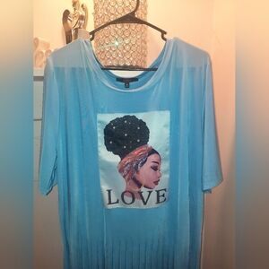 LOVE Beautiful Blue Graphic Shirt🩵